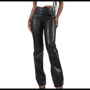 I am Gia black straight leg leather pants